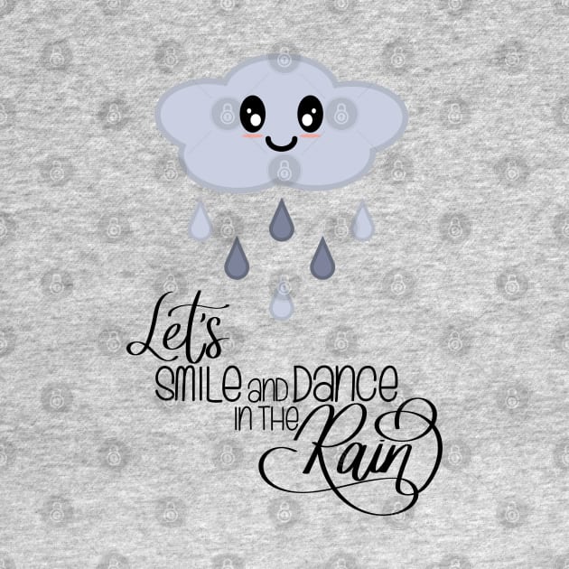 Let's Smile and Dance in the Rain Kawaii Cute Rain Cloud in Blue by Kelly Gigi